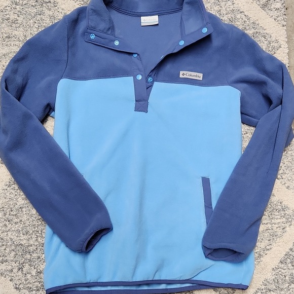 Columbia Sweaters - Columbia Fleece Pullover Sweater Blue Button Collared Long Sleeve M Women